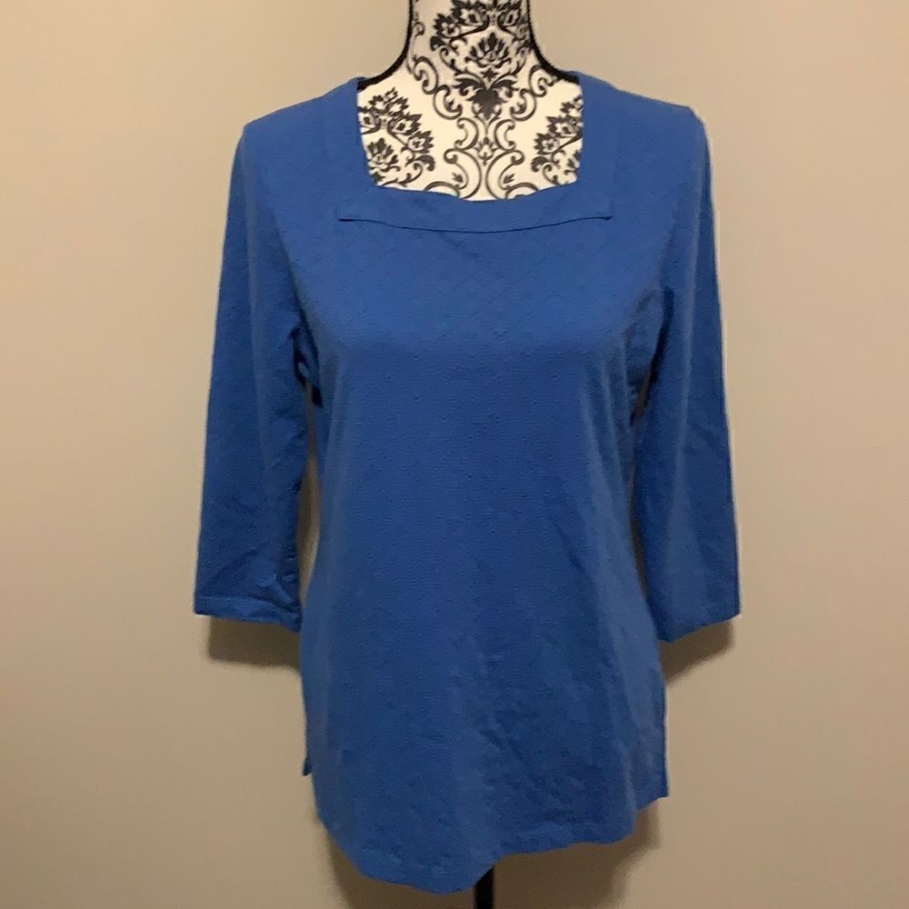 Kim Rogers 3/4 Sleeve Womans Blue Shirt Size M